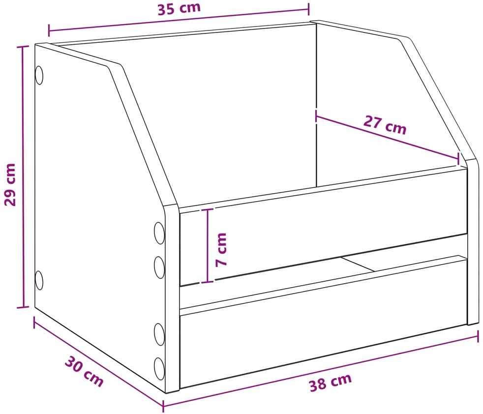 Vinilo albumų dėžė 2 vnt. Sonoma ąžuolas 38 x 30 x 29 cm