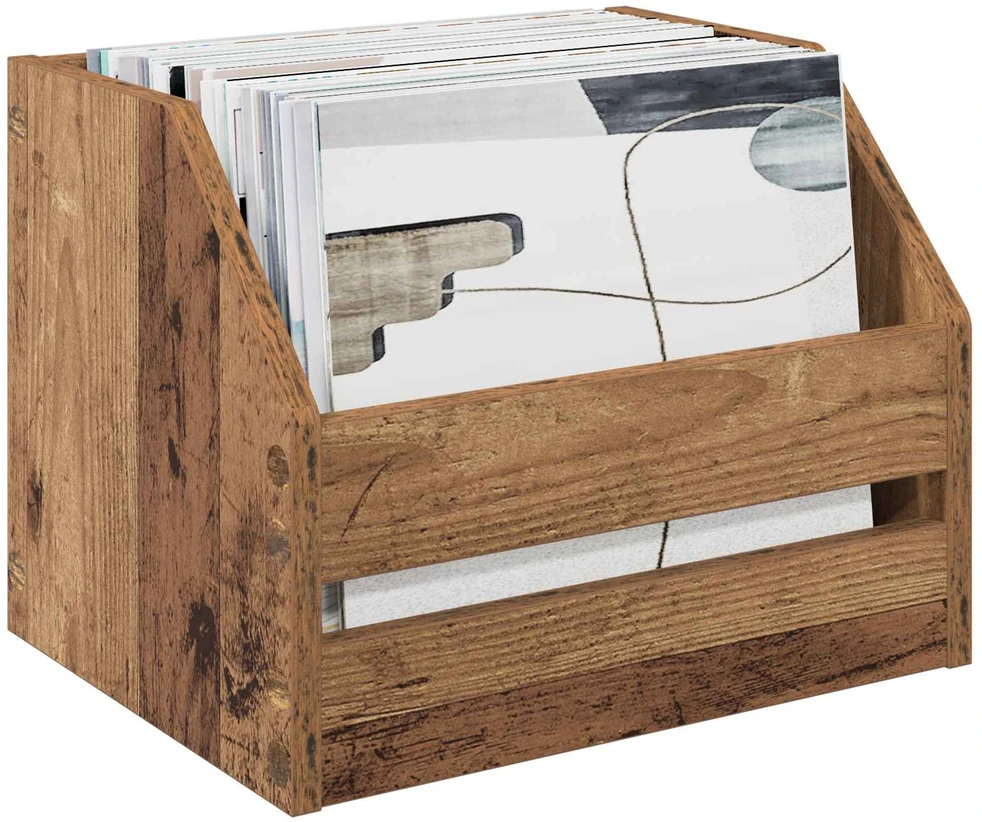 Vinilo albumų dėžė Ąžuolo mediena 38 x 30 x 29 cm