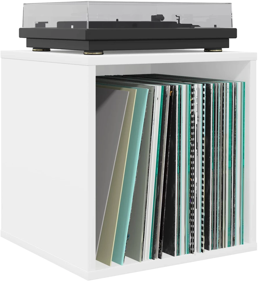 Vinilo albumų dėžė Balta 37 x 36,5 x 38 cm Apdirbta mediena
