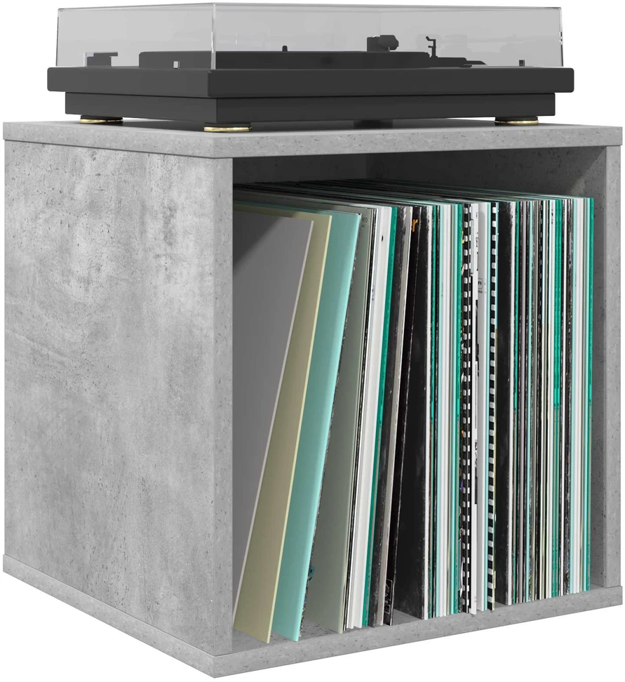 Vinilo albumų dėžė Betono pilka 37 x 36,5 x 38 cm