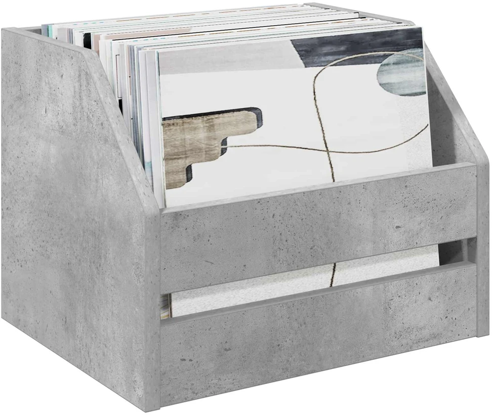 Vinilo albumų dėžė Betono pilka 38 x 30 x 29 cm