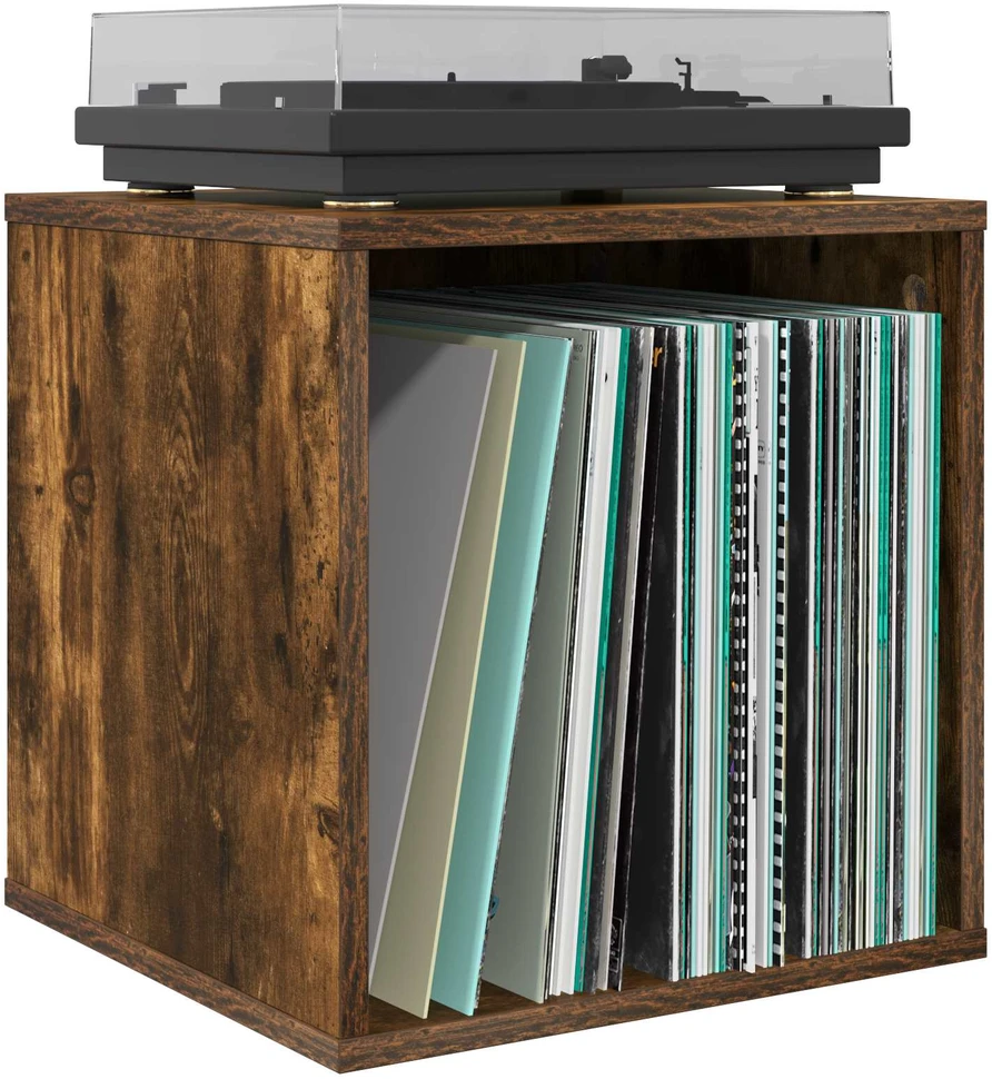 Vinilo albumų dėžė Dūminio ąžuolo 37 x 36,5 x 38 cm