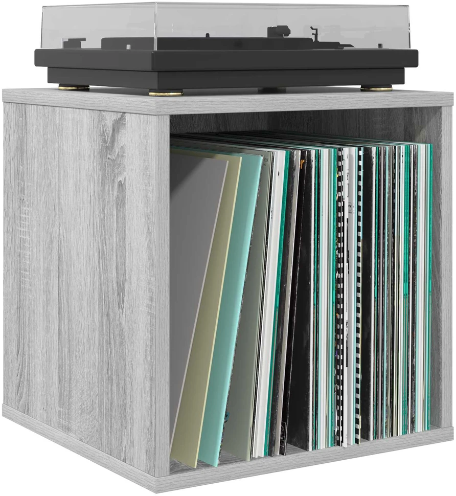 Vinilo albumų dėžė Pilka Sonoma 37 x 36,5 x 38 cm