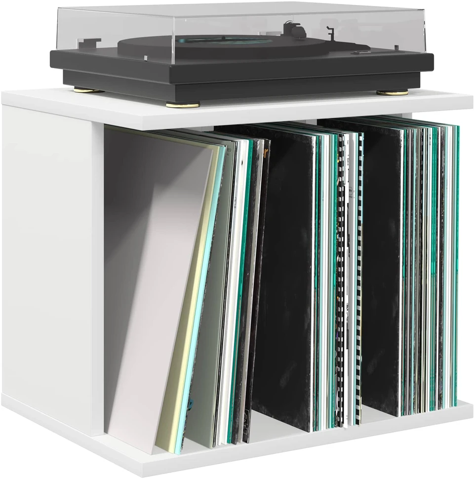 Vinilo įrašų saugojimas Balta 42 x 33 x 36 cm Apdirbta mediena
