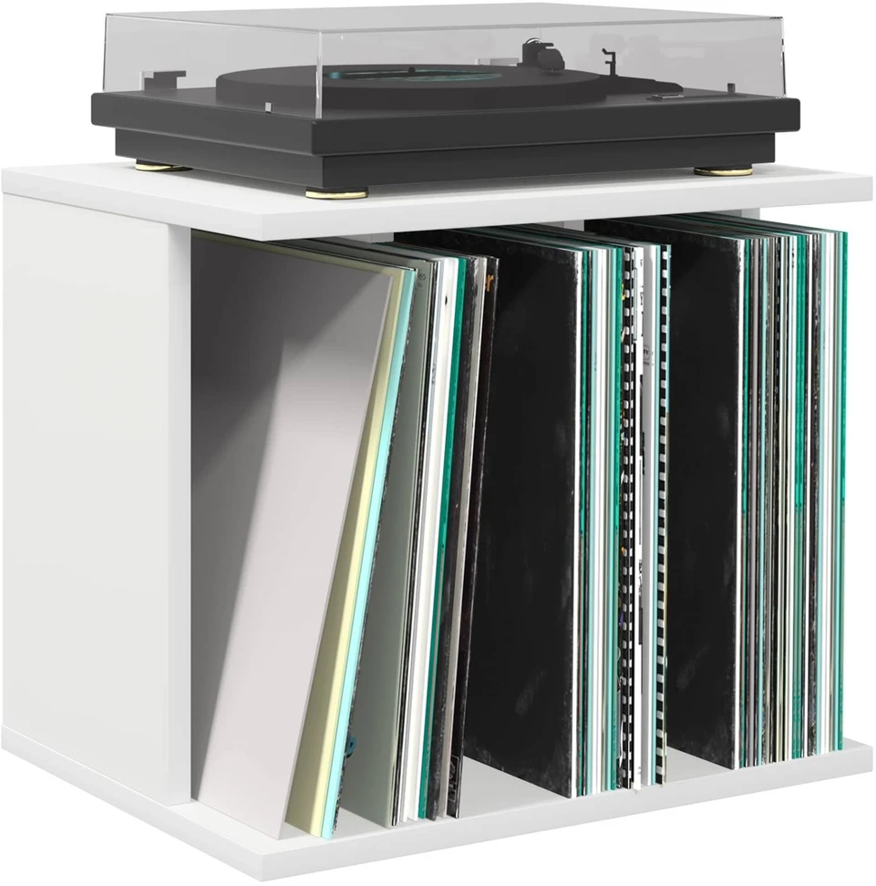 Vinilo įrašų saugojimas Balta 42 x 33 x 36 cm Apdirbta mediena