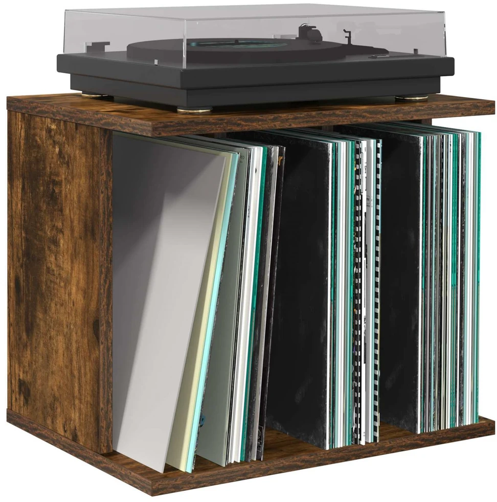 Vinilo įrašų saugojimas Dūminio ąžuolo 42 x 33 x 36 cm