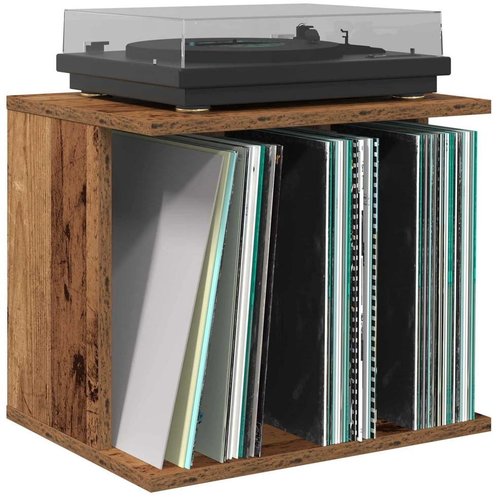 Vinilo įrašų saugojimas Sendintos medienos 42 x 33 x 36 cm