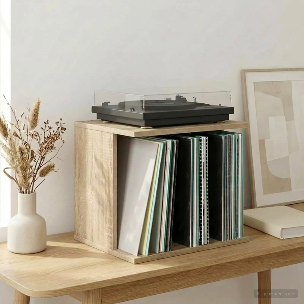 Vinilo įrašų saugojimas Sonoma ąžuolas 42 x 33 x 36 cm