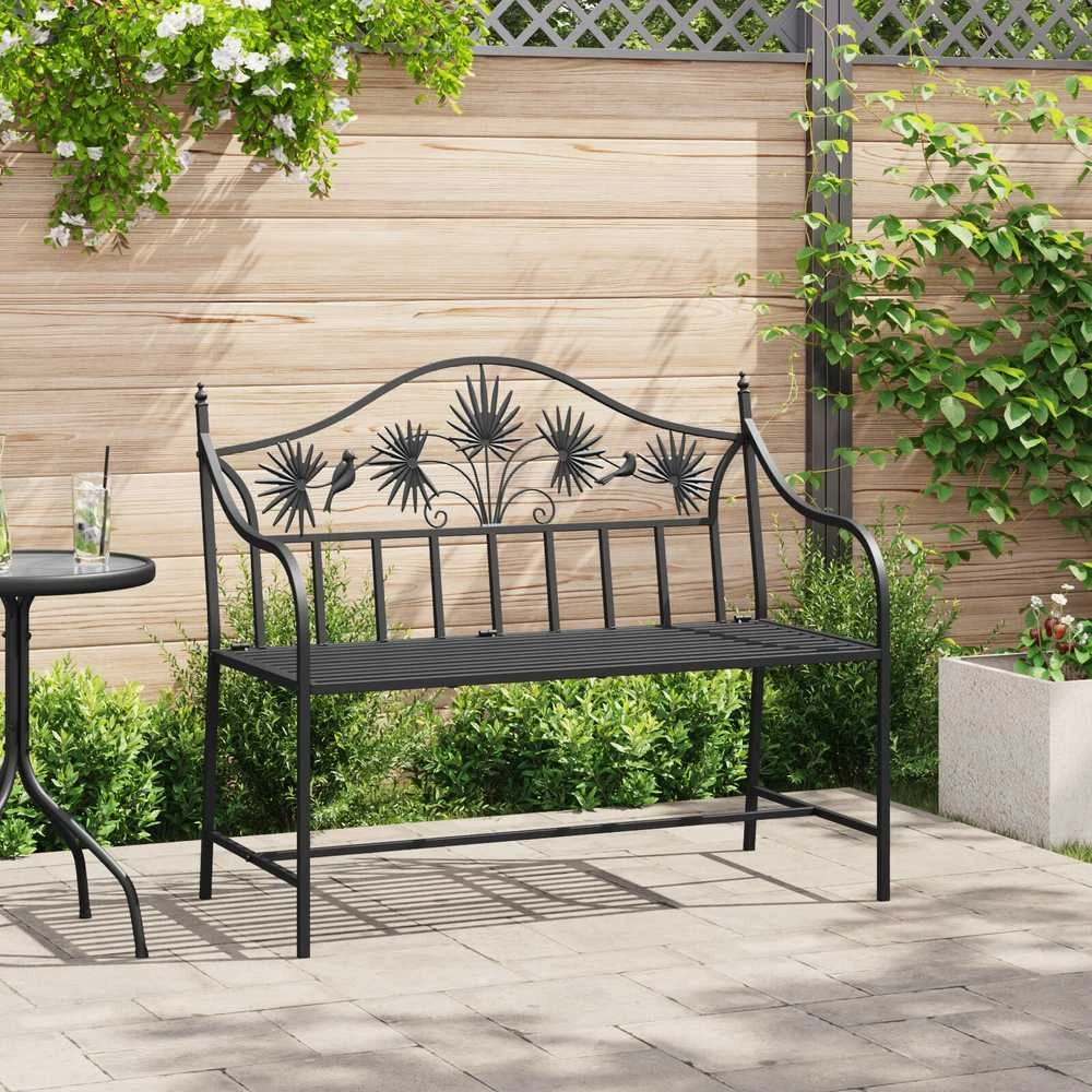Sodo suolas Juoda 104 x 52,5 x 89 cm Plienas