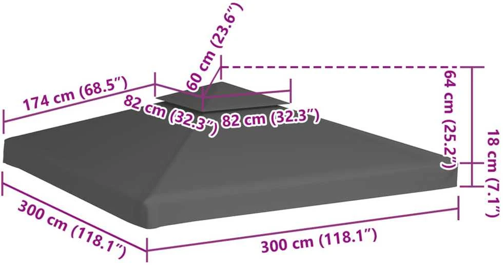 Viršutinis pavėsinės uždangalas, 2 aukštų, taupe, 310g/m², 3x3m