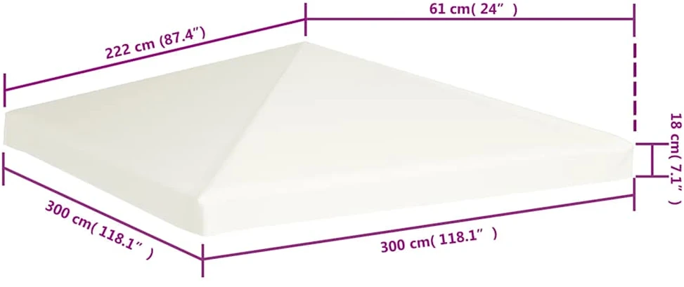 Viršutinis pavėsinės uždangalas, 310 g/m², 3x3m, baltas