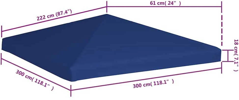 Viršutinis pavėsinės uždangalas, mėlynas, 310 g/m², 3x3m