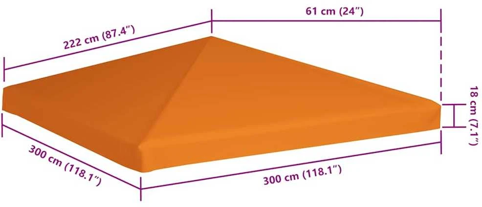 Viršutinis pavėsinės uždangalas, oranžinis, 310 g/m², 3x3m