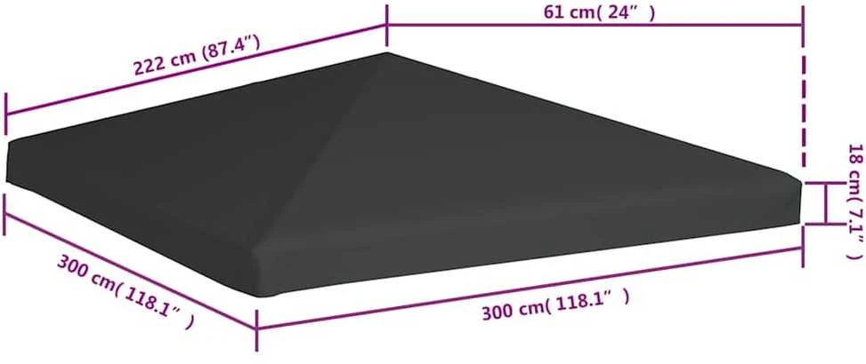 Viršutinis pavėsinės uždangalas, pilkas, 310 g/m², 3x3m