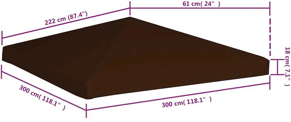 Viršutinis pavėsinės uždangalas, rudas, 3x3m, 310 g/m²