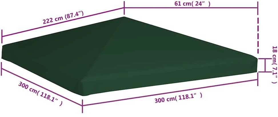 Viršutinis pavėsinės uždangalas, žalias, 310 g/m², 3x3m
