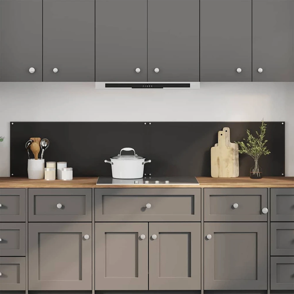 Virtuvės atbraila 2 vnt. Juoda 100 x 40 cm grūdintas stiklas