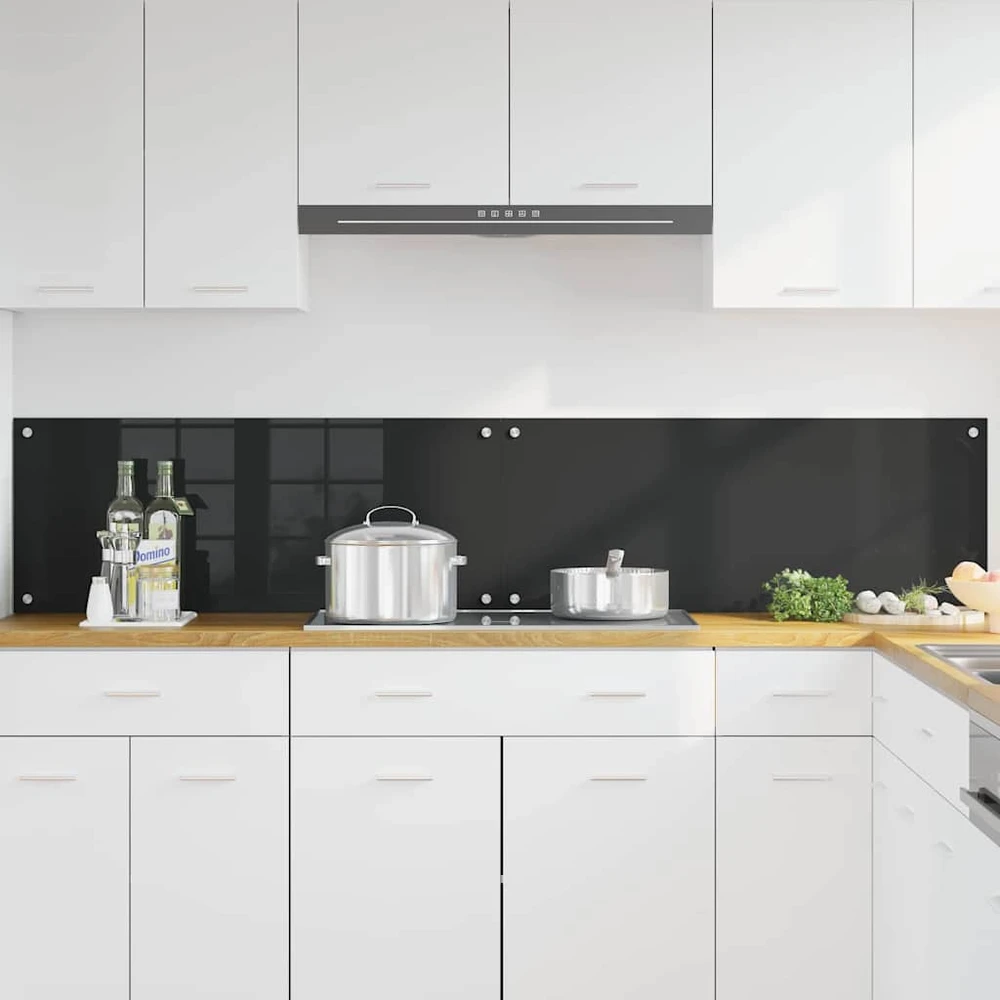 Virtuvės atbraila 2 vnt. Juoda 100 x 40 cm grūdintas stiklas