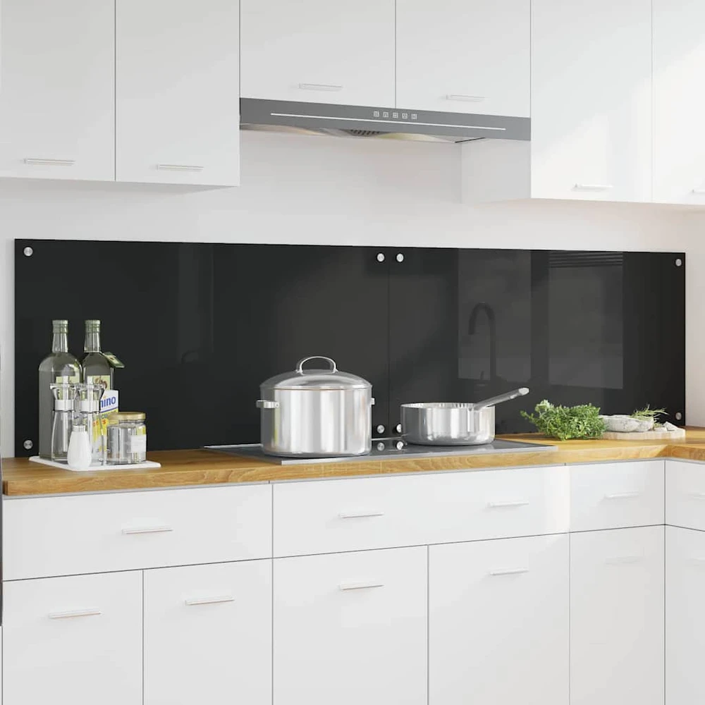 Virtuvės atbraila 2 vnt. Juoda 100 x 50 cm grūdintas stiklas