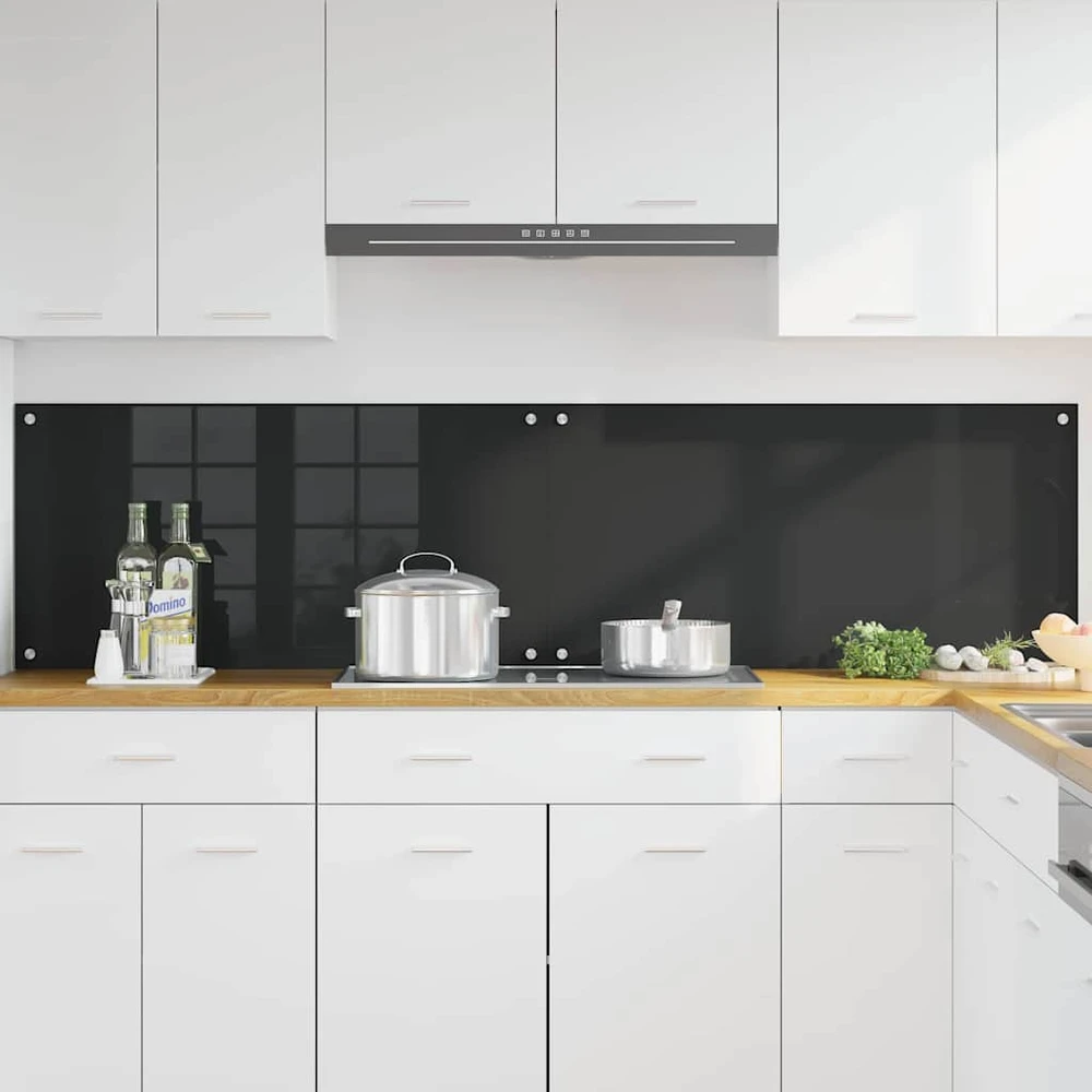 Virtuvės atbraila 2 vnt. Juoda 100 x 50 cm grūdintas stiklas