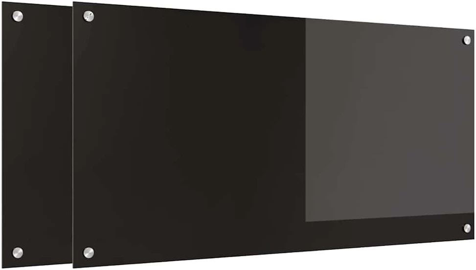 Virtuvės atbraila 2 vnt. Juoda 100 x 50 cm grūdintas stiklas