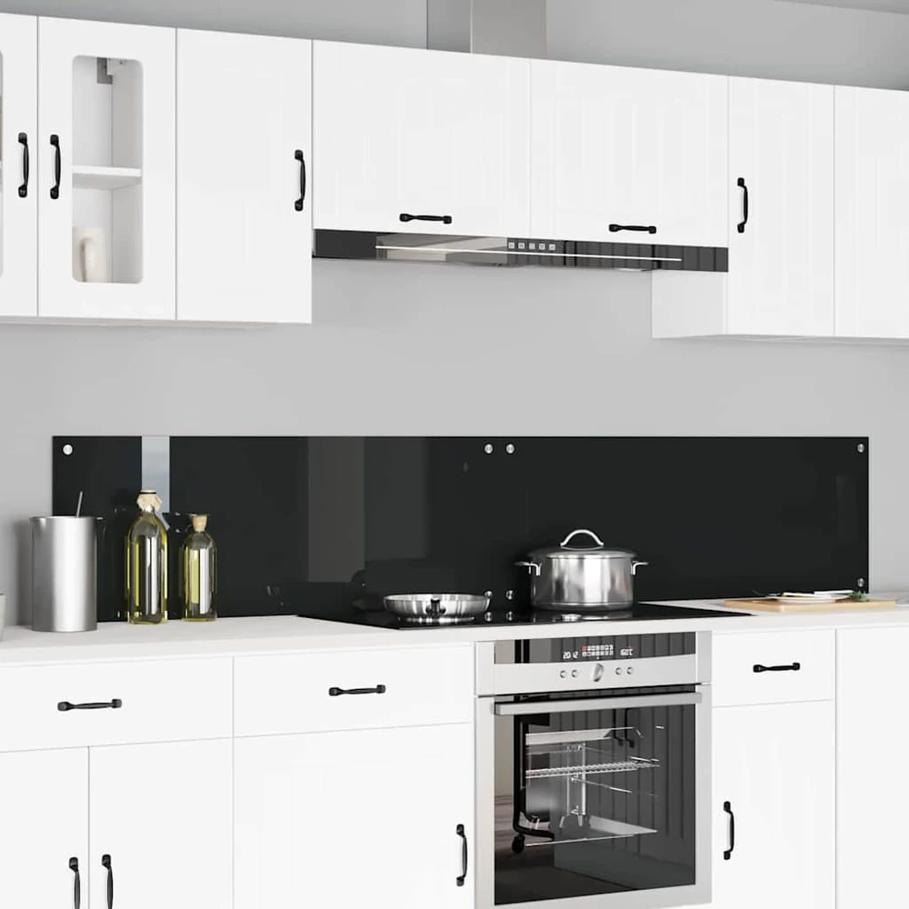 Virtuvės atbraila 2 vnt. Juoda 110 x 40 cm grūdintas stiklas