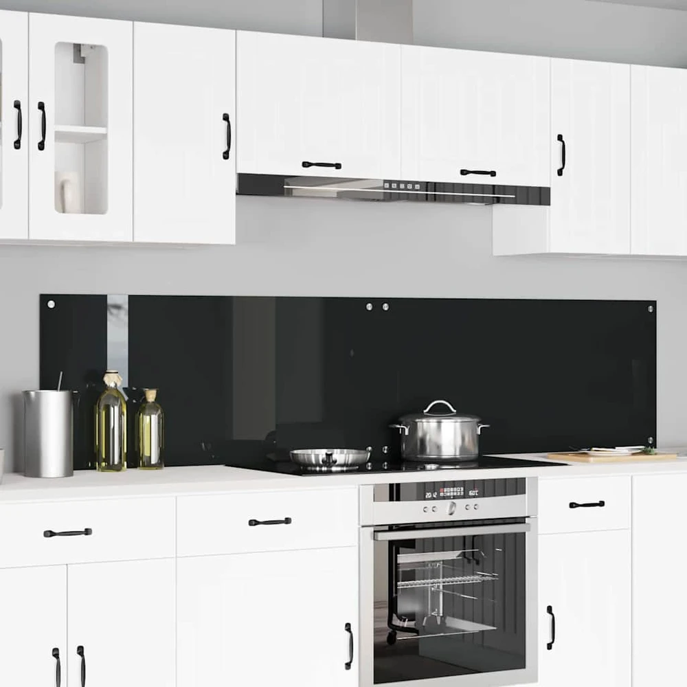 Virtuvės atbraila 2 vnt. Juoda 110 x 50 cm grūdintas stiklas