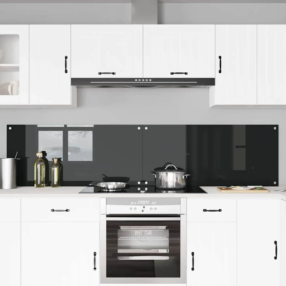 Virtuvės atbraila 2 vnt. Juoda 110 x 50 cm grūdintas stiklas