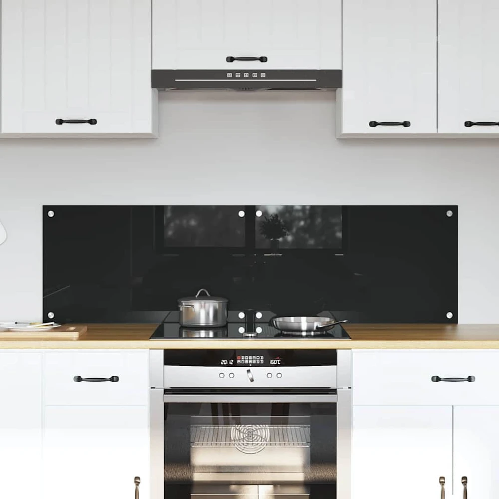 Virtuvės atbraila 2 vnt. Juoda 70 x 40 cm grūdintas stiklas