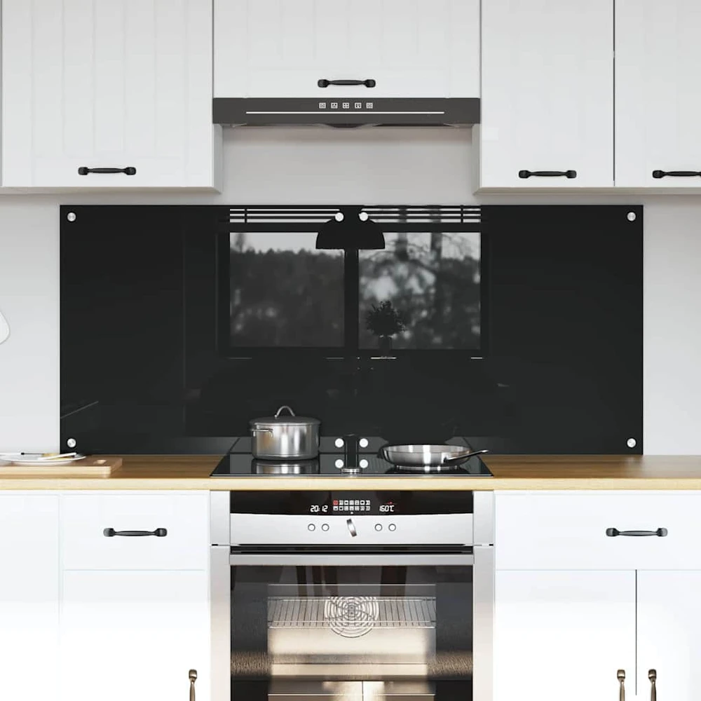 Virtuvės atbraila 2 vnt. Juoda 70 x 60 cm grūdintas stiklas