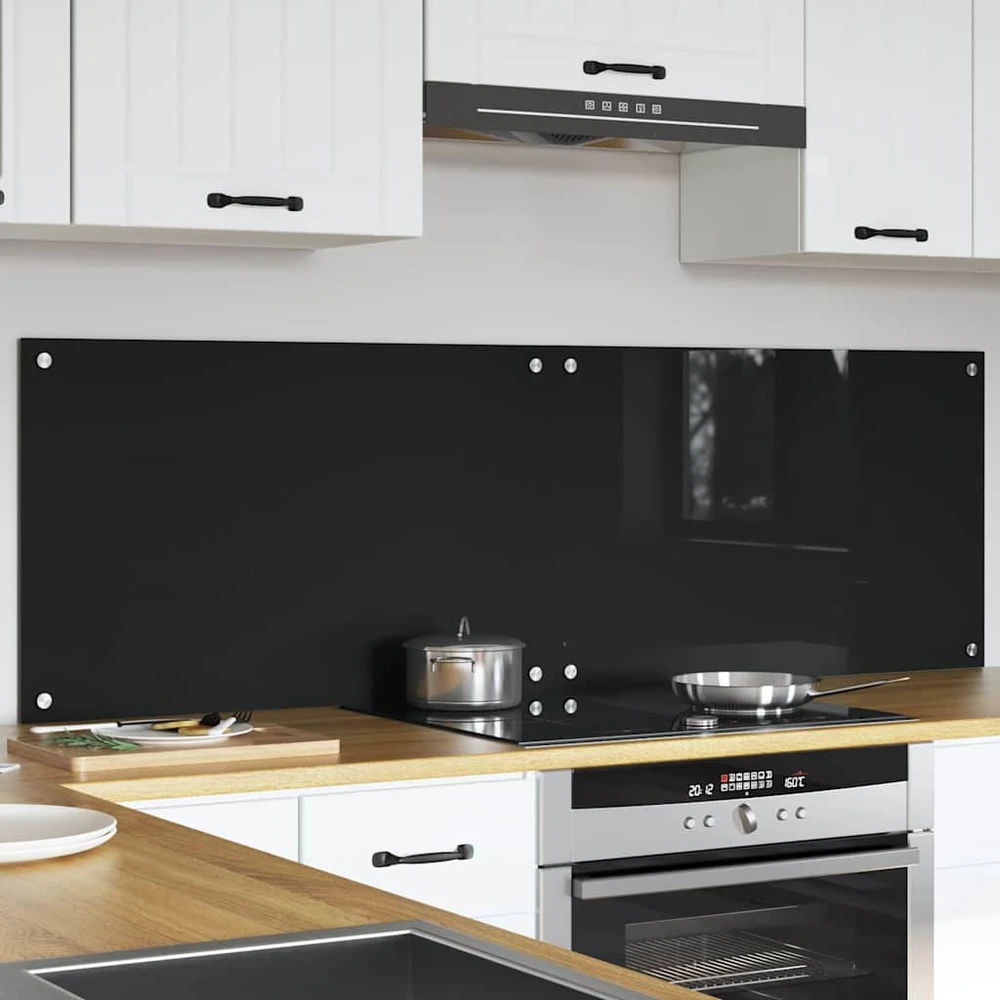 Virtuvės atbraila 2 vnt. Juoda 80 x 50 cm grūdintas stiklas