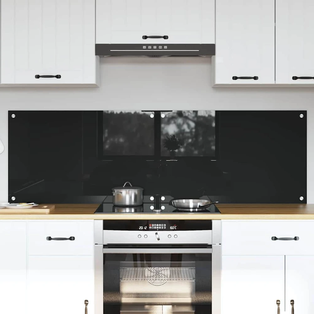 Virtuvės atbraila 2 vnt. Juoda 80 x 50 cm grūdintas stiklas