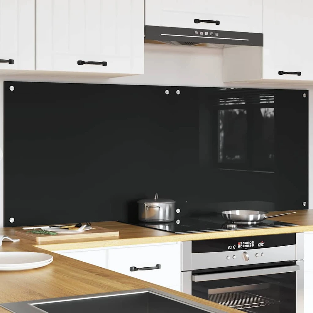 Virtuvės atbraila 2 vnt. Juoda 80 x 60 cm grūdintas stiklas