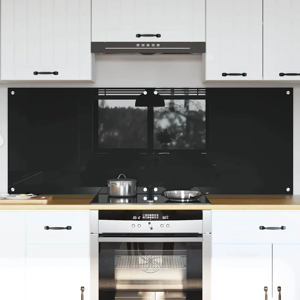 Virtuvės atbraila 2 vnt. Juoda 80 x 60 cm grūdintas stiklas