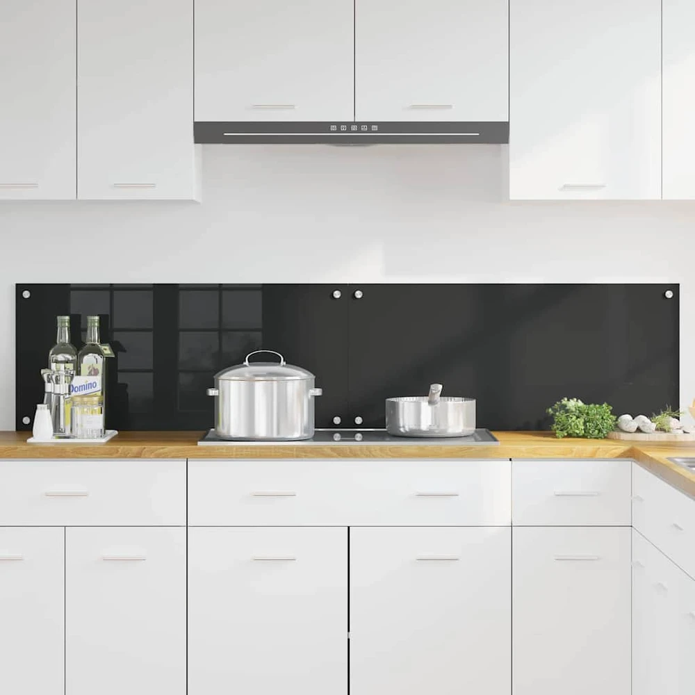 Virtuvės atbraila 2 vnt. Juoda 90 x 40 cm grūdintas stiklas
