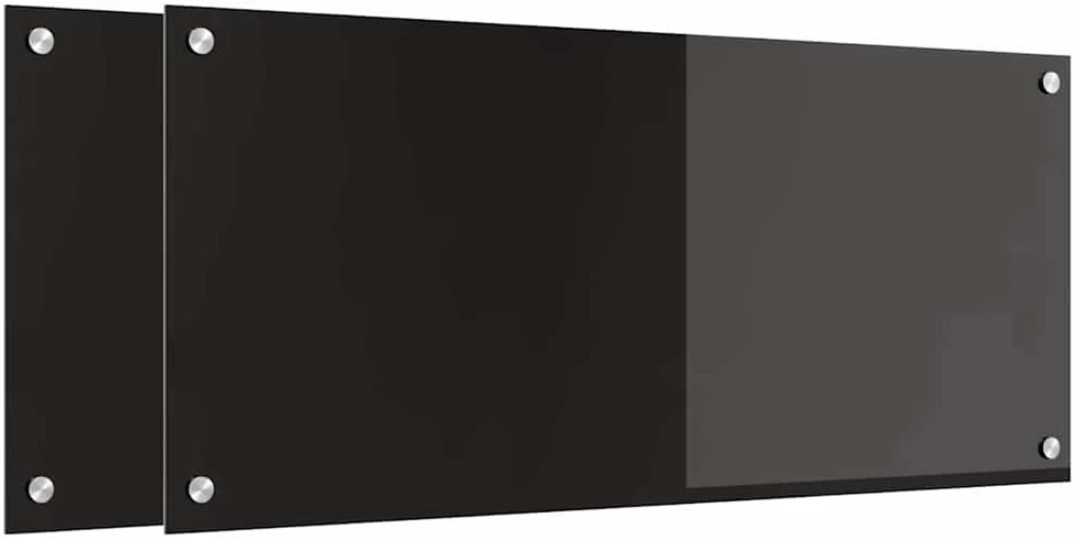 Virtuvės atbraila 2 vnt. Juoda 90 x 40 cm grūdintas stiklas