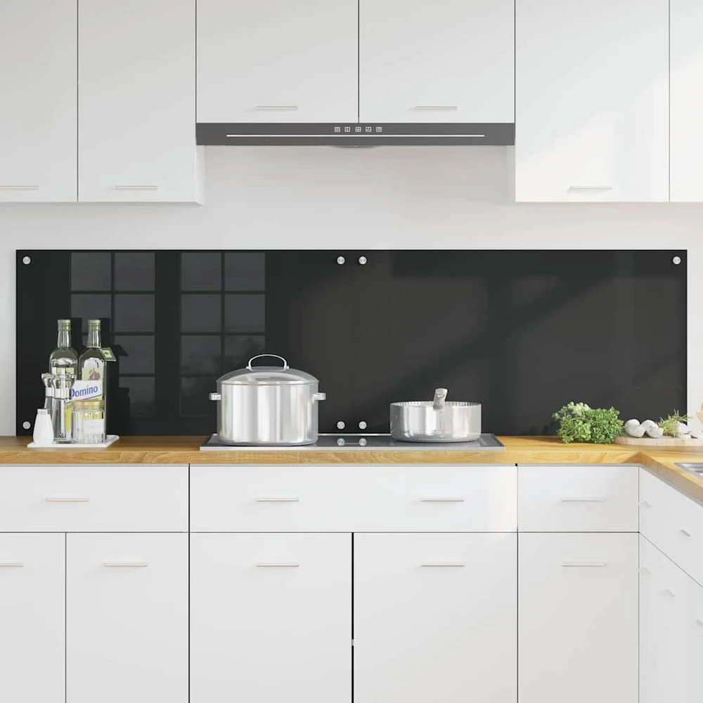 Virtuvės atbraila 2 vnt. Juoda 90 x 50 cm grūdintas stiklas