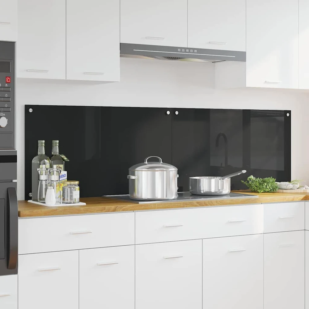 Virtuvės atbraila 2 vnt. Juoda 90 x 50 cm grūdintas stiklas