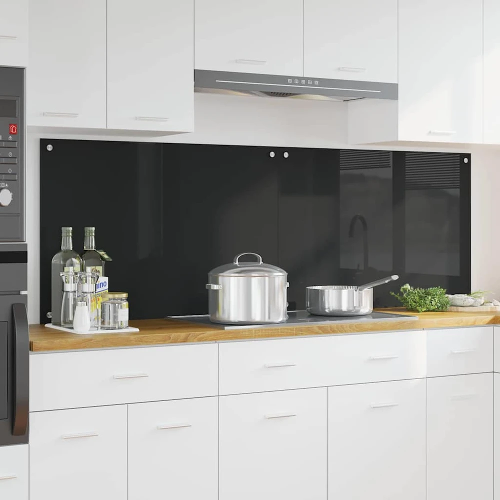 Virtuvės atbraila 2 vnt. Juoda 90 x 60 cm grūdintas stiklas