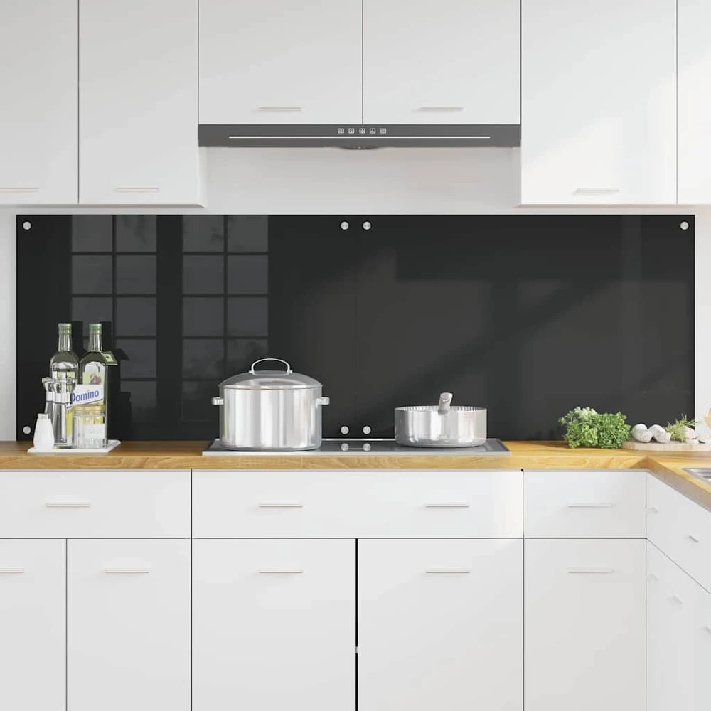 Virtuvės atbraila 2 vnt. Juoda 90 x 60 cm grūdintas stiklas
