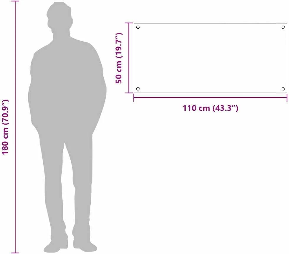 Virtuvės atbraila Balta 110 x 50 cm grūdintas stiklas