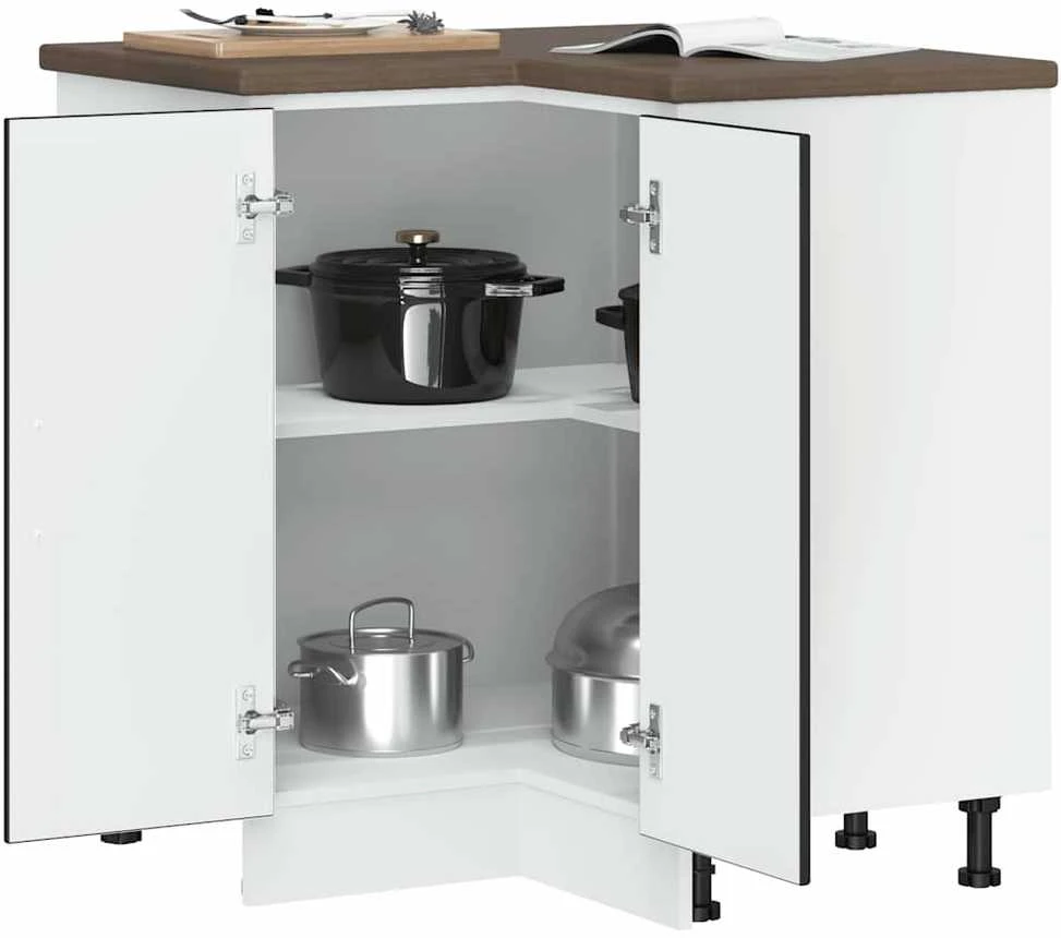 virtuvės kampinė spintelė "Lucca" Juodas Engineered Wood