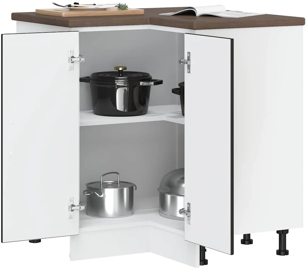 virtuvės kampinė spintelė "Lucca" Juodas Engineered Wood