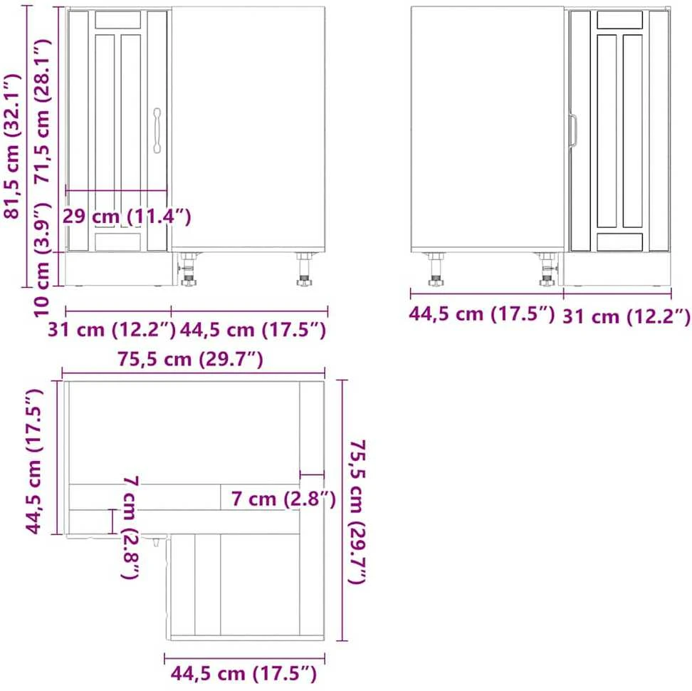 virtuvės kampinė spintelė "Lucca" Old Wood Engineered Wood