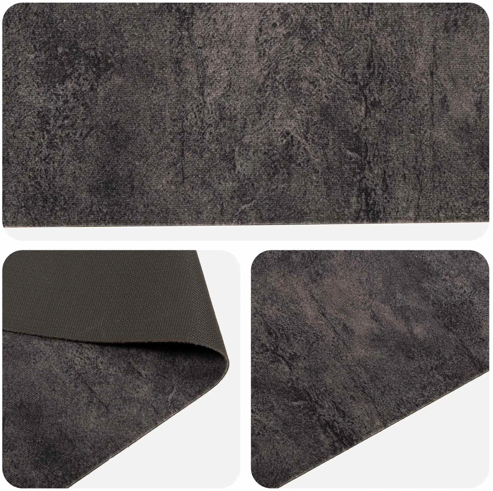 Virtuvės kilimas Juodas betonas 180 x 60 cm 100% poliamidas