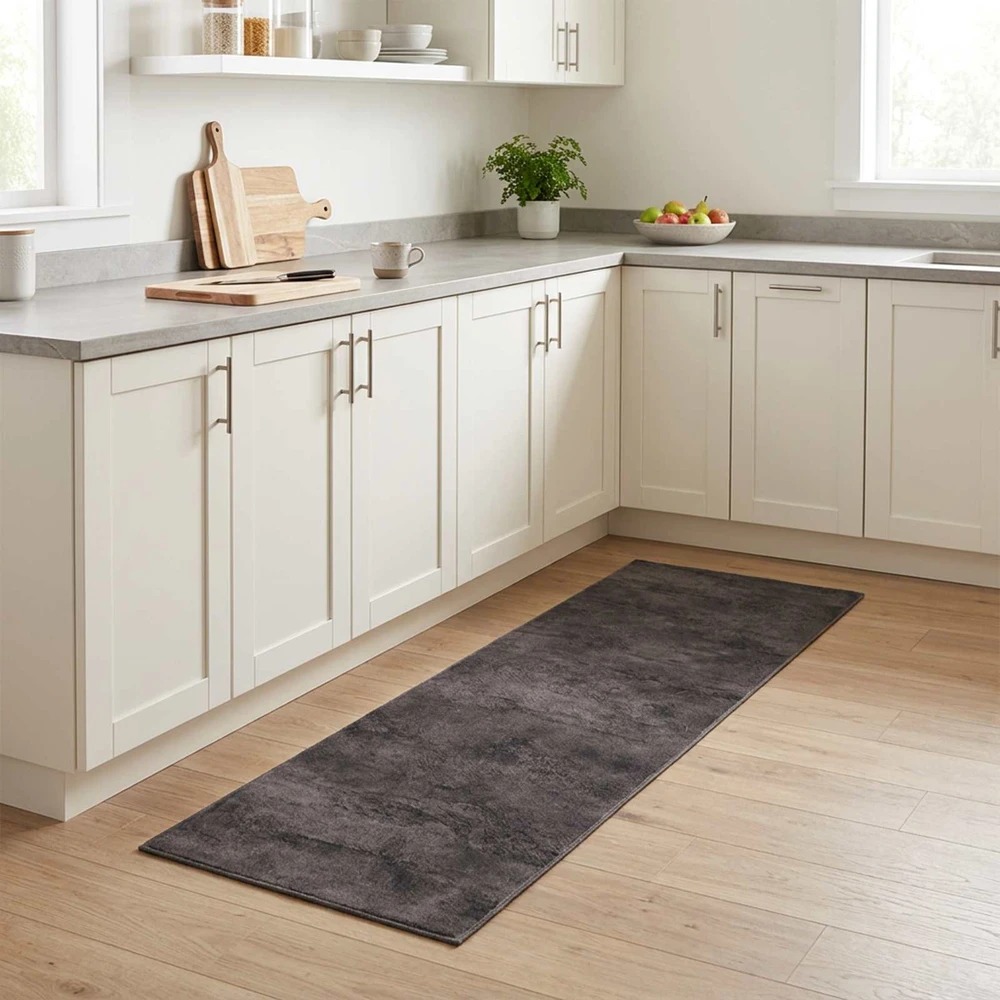 Virtuvės kilimas Juodas betonas 300 x 60 cm 100% poliamidas