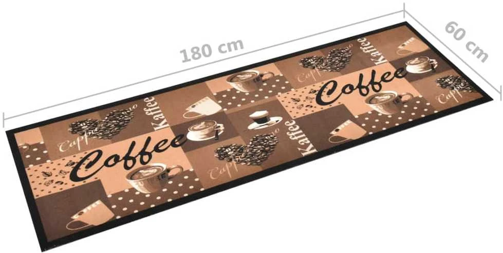 Virtuvės kilimas, mėlynas, 60x180cm, plaunamas, užrašai Coffee
