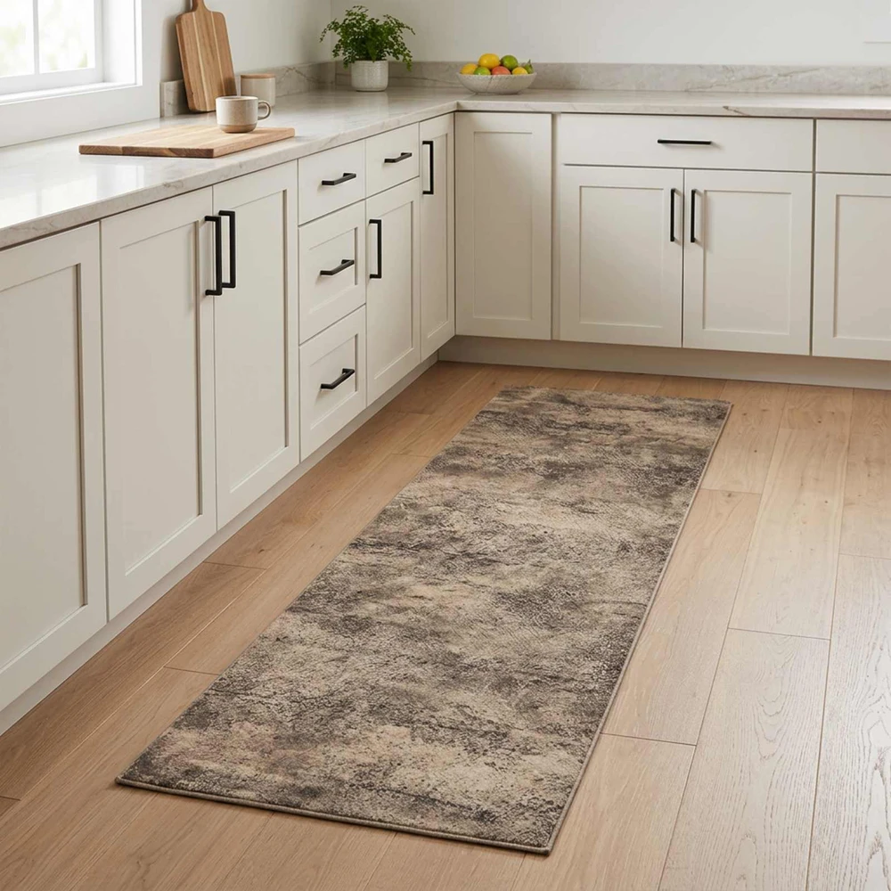 Virtuvės kilimas Rudas betonas 150 x 45 cm 100% poliamidas