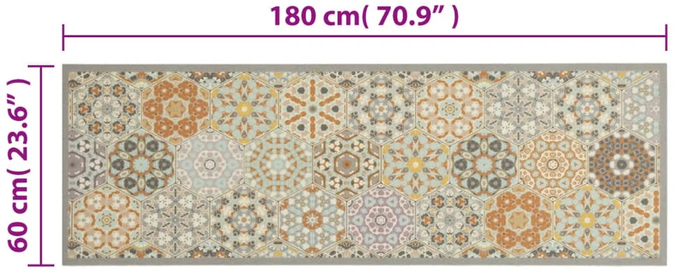 Virtuvės kilimėlis, 60x180cm, aksomas, plaunamas, su rombais