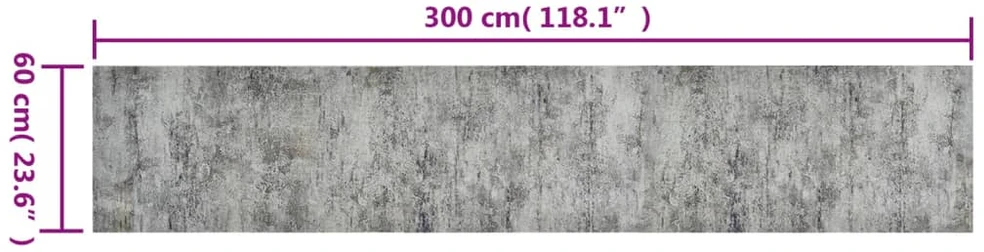 Virtuvės kilimėlis, 60x300 cm, aksomas, plaunamas, betonas